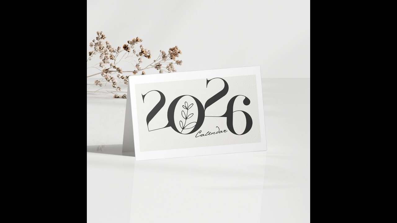 12 Month Minimalist Calendar 2026 Printable.