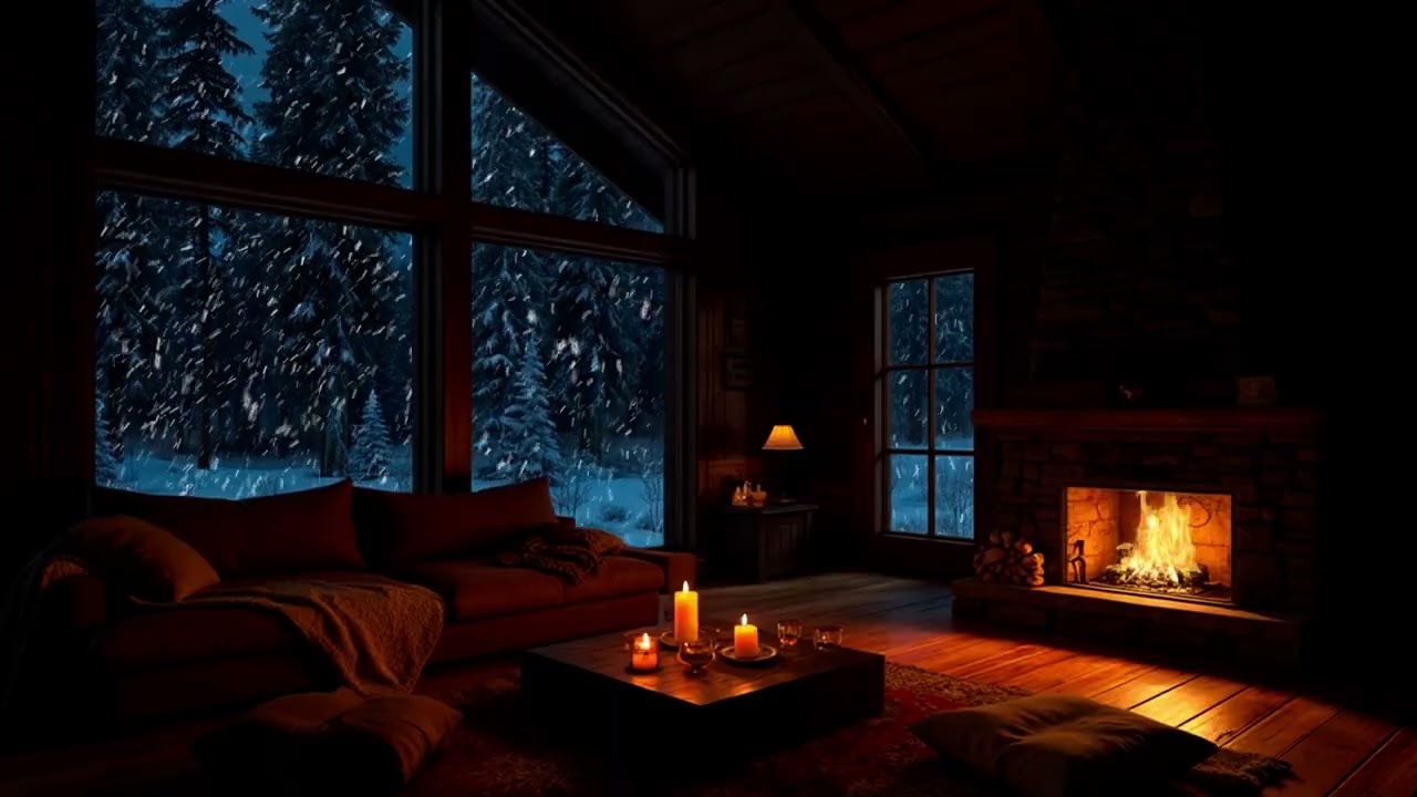 Emberlight Piano Stillness | Snowbound Night Room for Deep Sleep and Quiet Rest