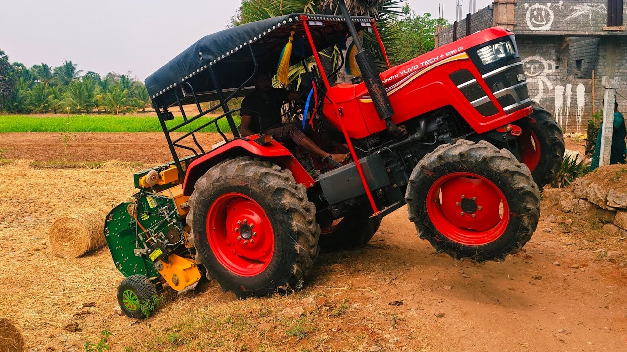 Mahindra yuvo tech Plus 585 4wd tractor Goes to bharat baler வைக்கோல் rolling video...