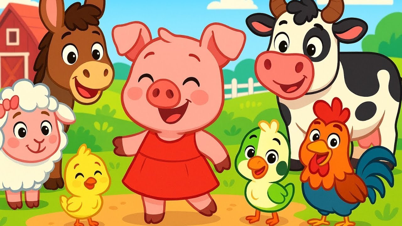 🐷👗 La Cerdita PEPITA con Vestido Rojo  ¡Qué Bonita en la Granja! 🎶🌸Canción infantil divertida