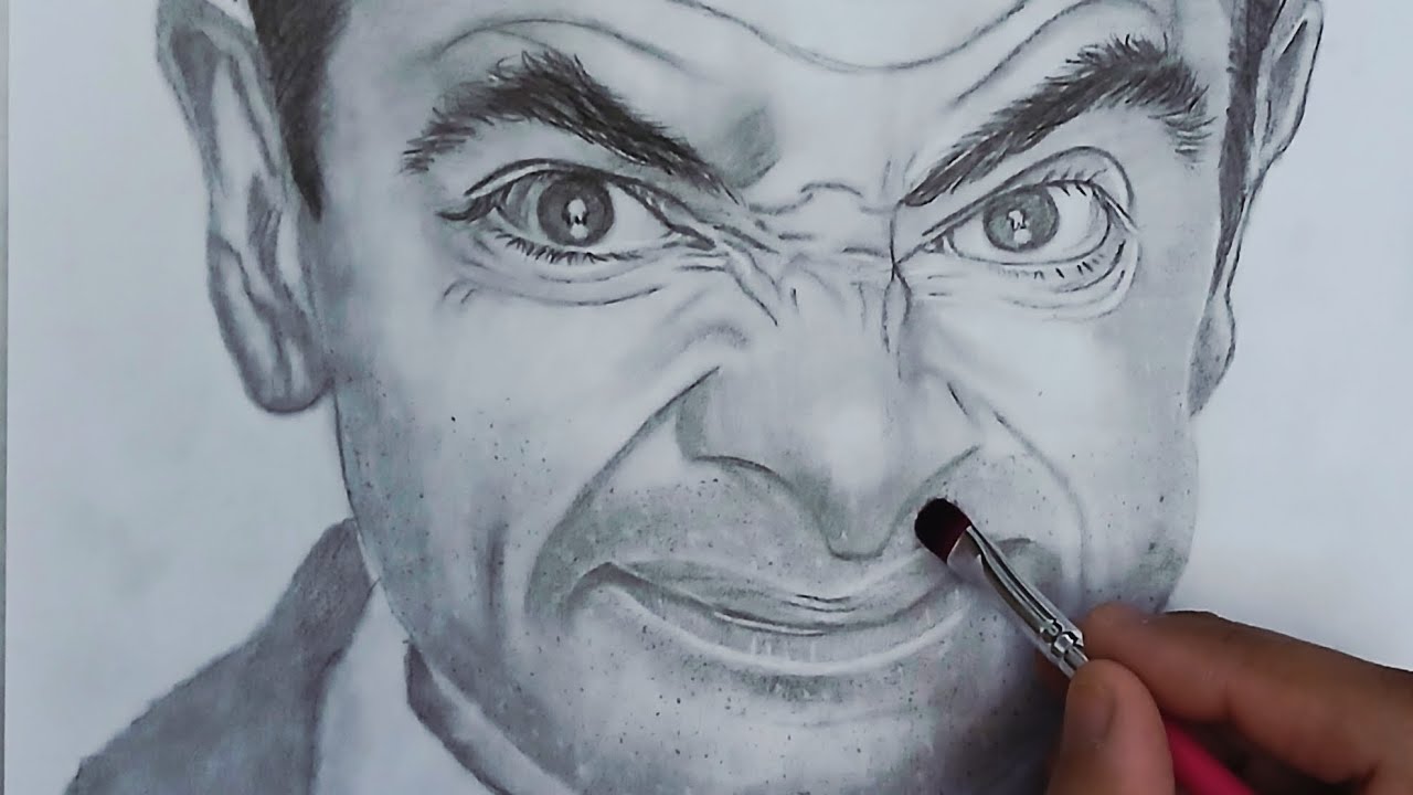 How i draw a realistic portrait | Mr. Bean pencil sketch #art #drawing #artist 