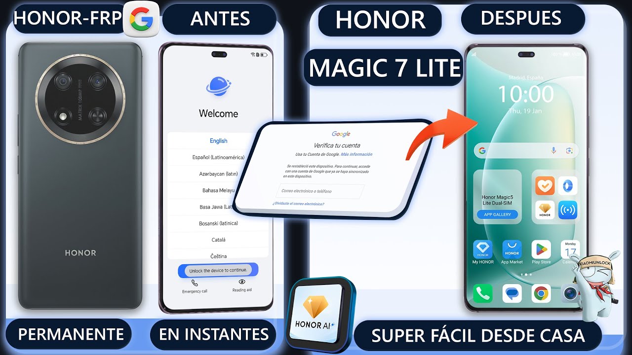 🔓 Quitar Cuenta Google Honor Magic 7 Lite  (BRP-NX1) Sin Destapar 💻 Con Un Clic - Método 2025