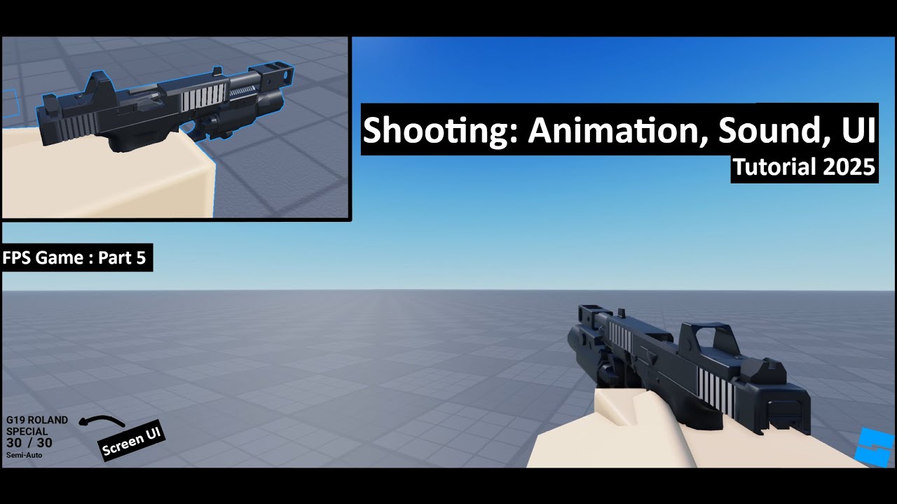 Как сделать стрельбу: анимацию, звук и интерфейс в Roblox Studio 2025 | Урок