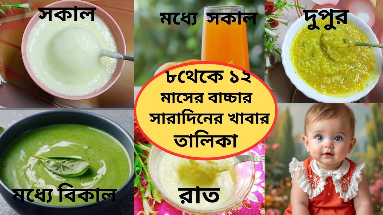 ৮ মাস থেকে ১২ মাস বাচ্চার খাবার তালিকা (রেসিপি সহ) |8-12 month baby food chart/Healthy baby food 