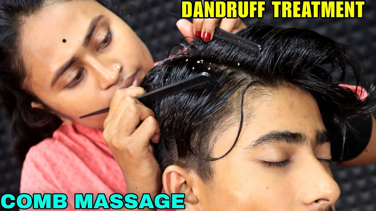 Satisfying Dandruff Treatment by Barber Girl Pakhi | Head Massage & Head Scratching with Comb | ASMR