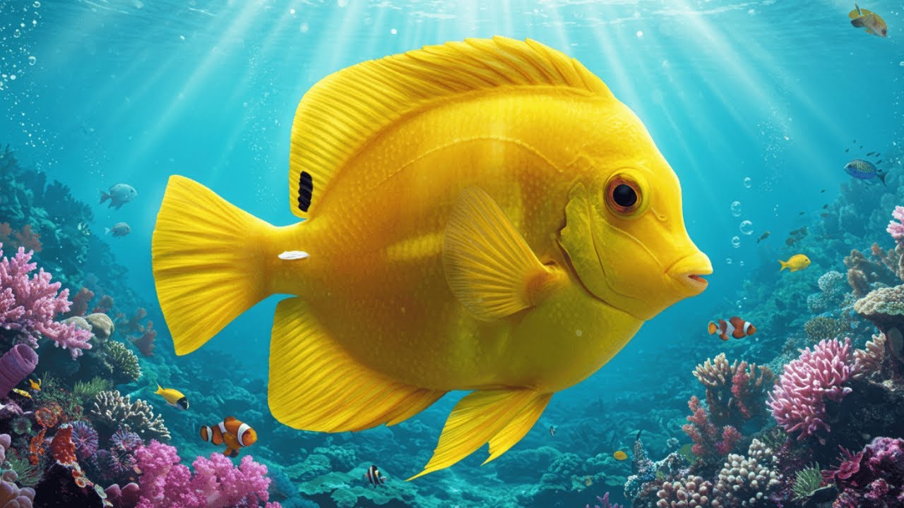 🌟 Gl&oslash;dende Gul Kirurgfisk med Skjulte Kniver 🐠 | Moro Dyr for Barn