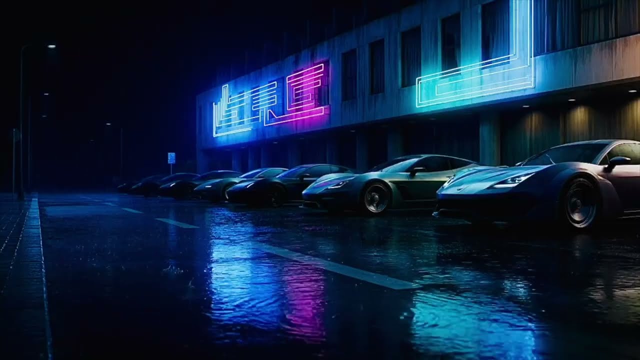 10 Hours ASMR Rain Tron Theme Futuristic Cars