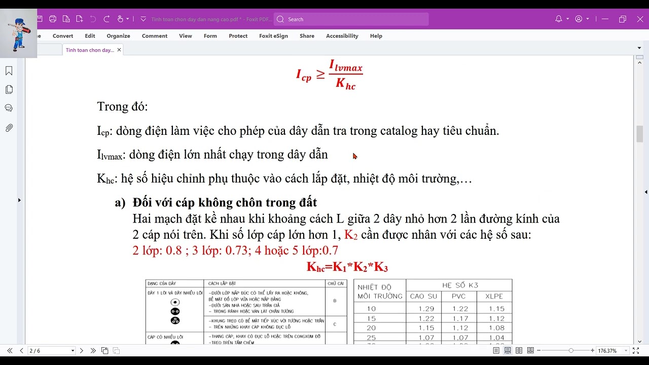 Tính toán chọn dây dẫn theo tiêu chuẩn!!!