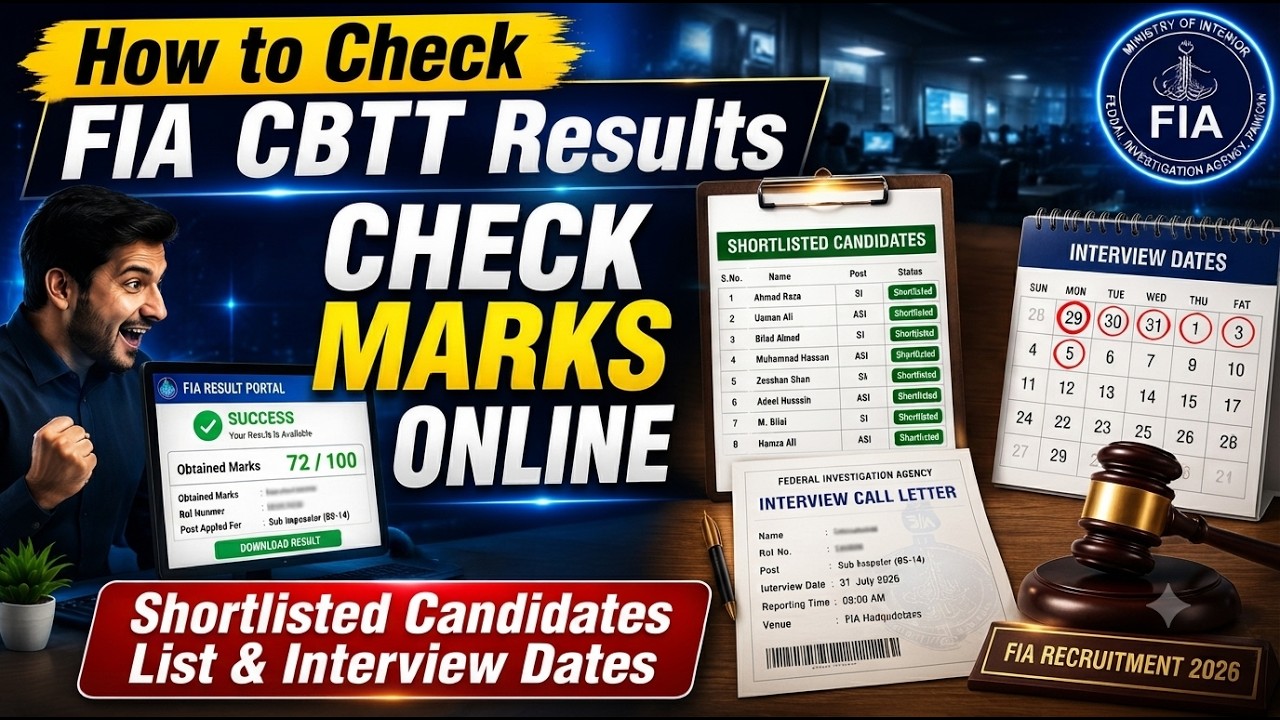 FIA CBT Results Check Marks Online & Interview Schedule 2026 |Shortlisted Candidates Interview Dates
