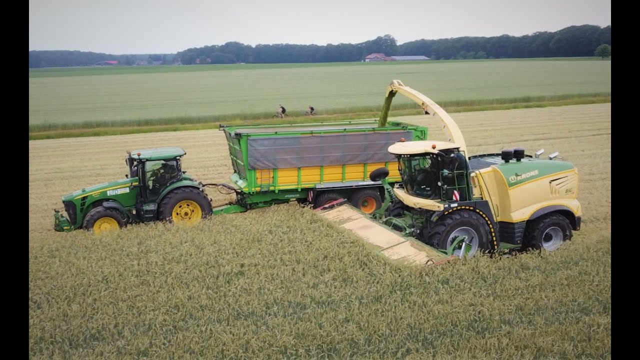 Ganzpflanzensilage (GPS) 2021 Emsland mit zwei Feldh&auml;ckslern (Krone & Claas)