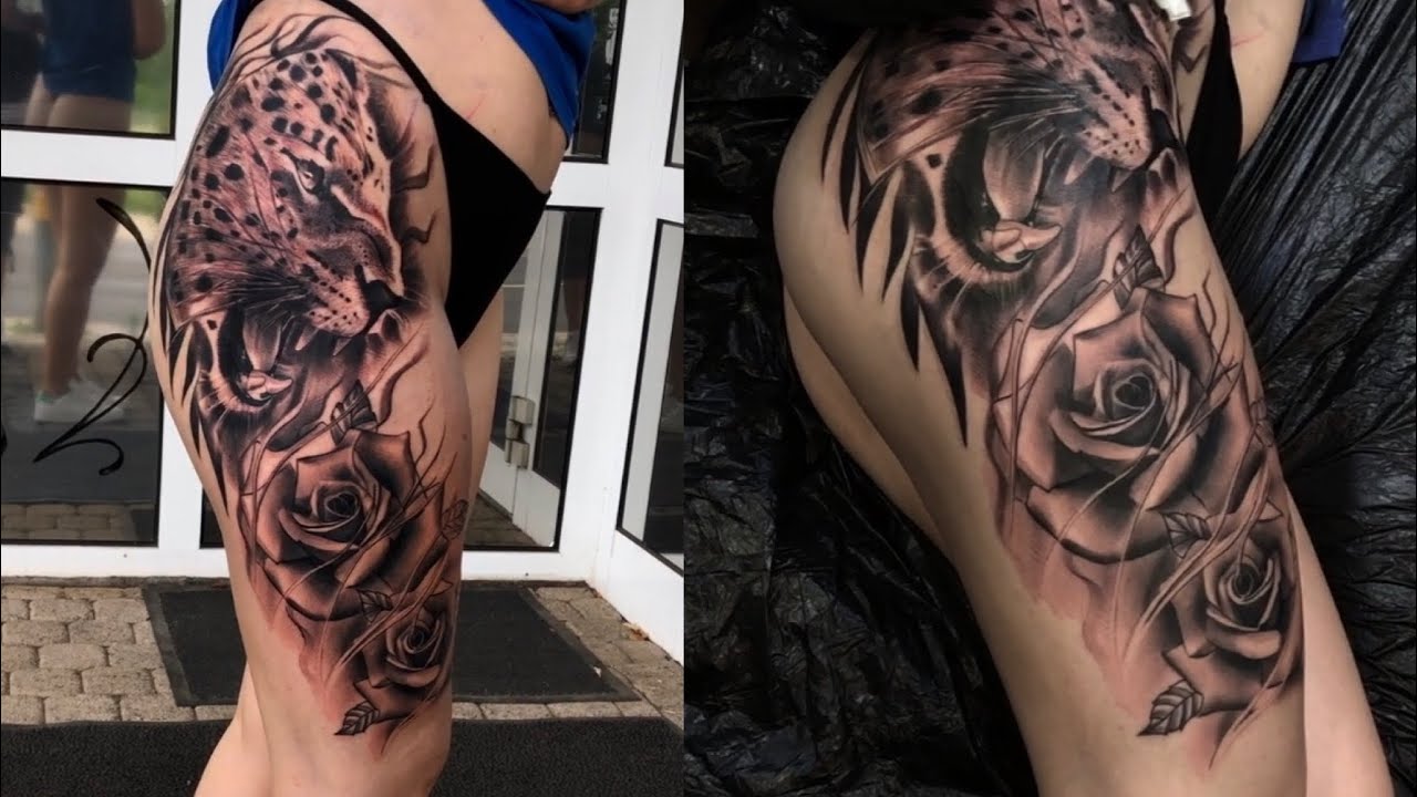 Simone bekommt ihr erstes Tattoo auf den Po und Oberschenkel und das an einem Tag