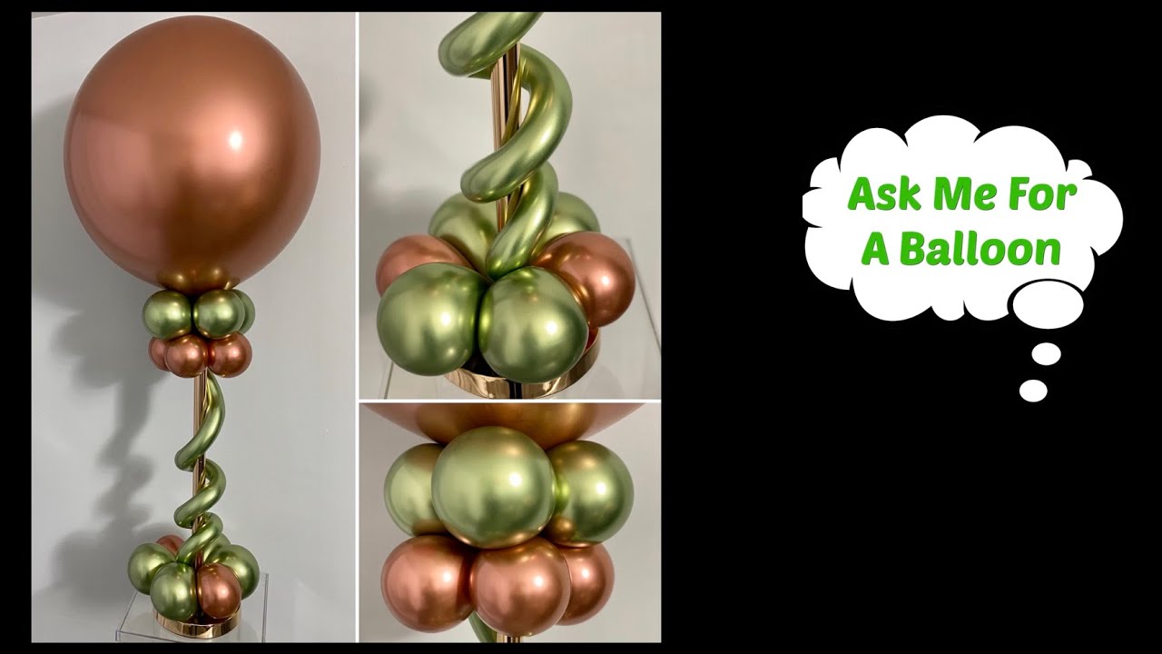 Balloon Centerpiece Rose Gold Lime Green