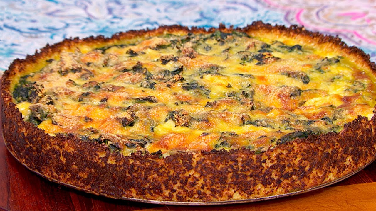 Tarta de espinaca con masa de coliflor