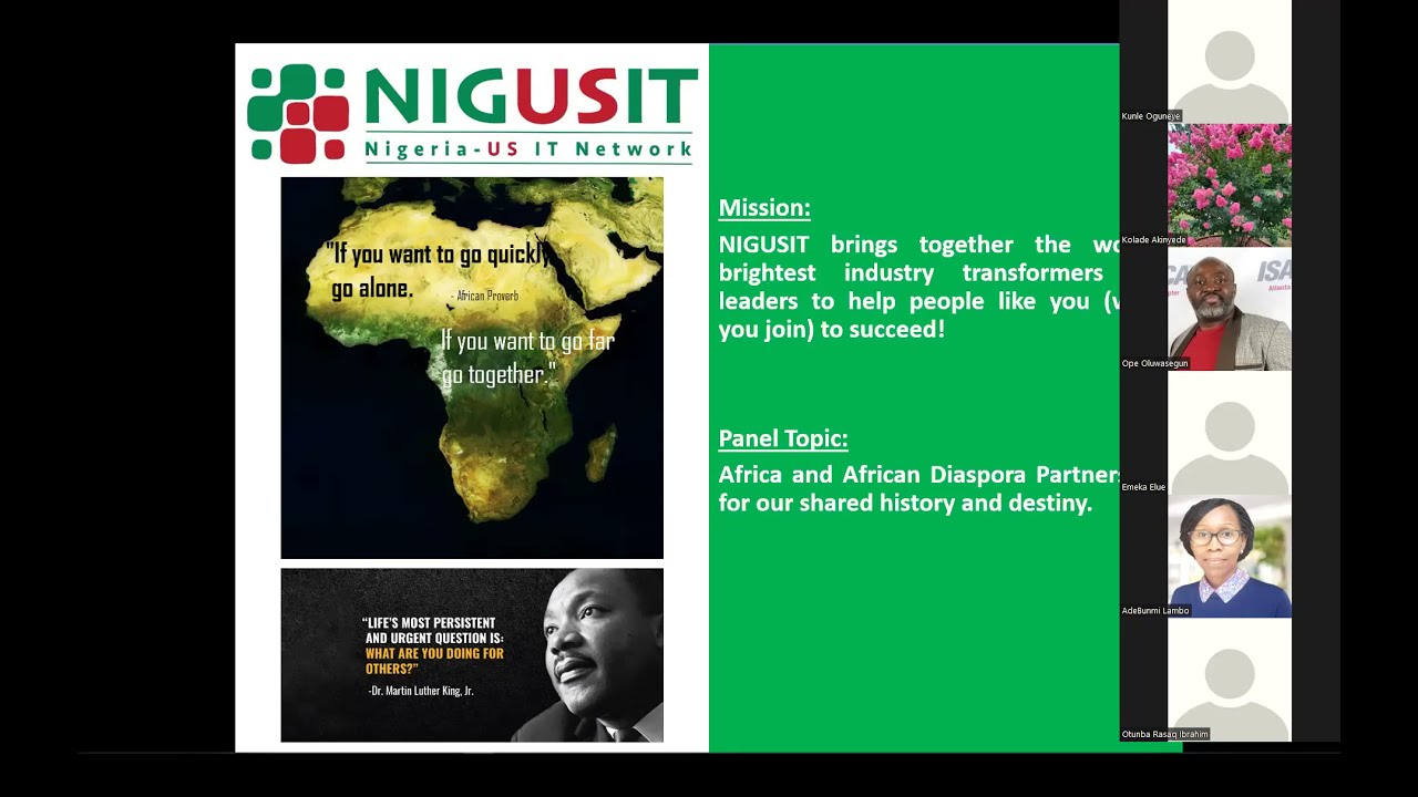 NIGUSIT Panel Discussion: Africa and African Diaspora Partnership for shared history and destiny.