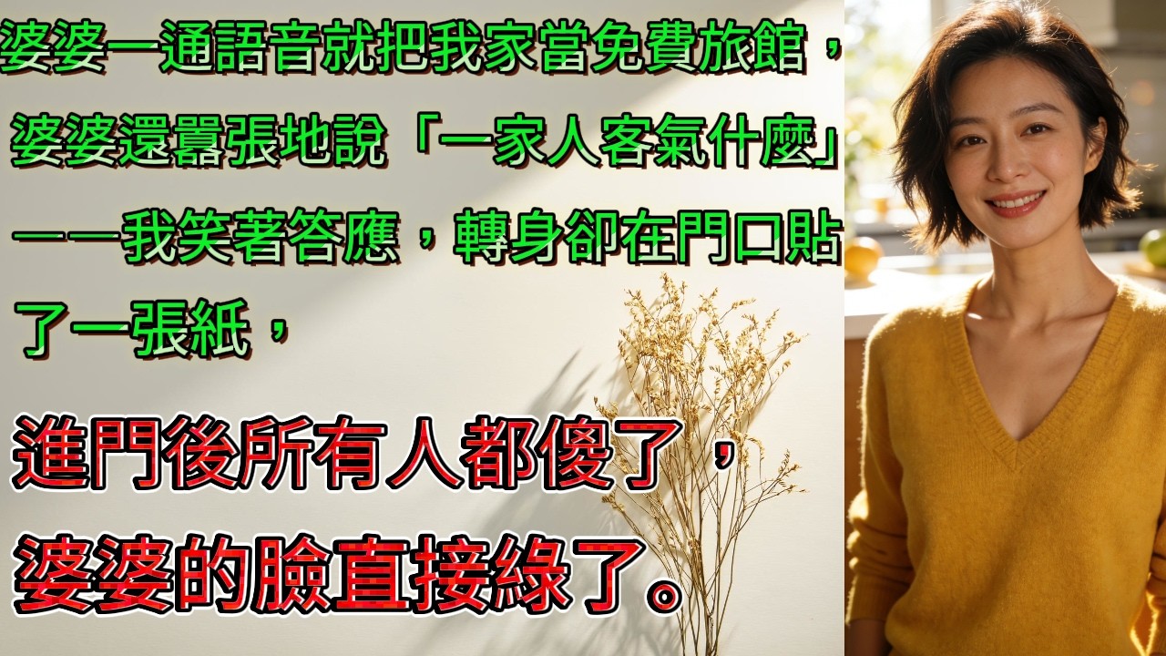 小姑子帶16個同學霸住我的大平層，婆婆還嫌我準備不夠，我笑著貼了一張紙在門口，所有人進門後集體沉默了#婆媳關係 #小姑子 #家庭故事 #情感故事 #爽文 #婆婆VS媳婦 #生活智慧