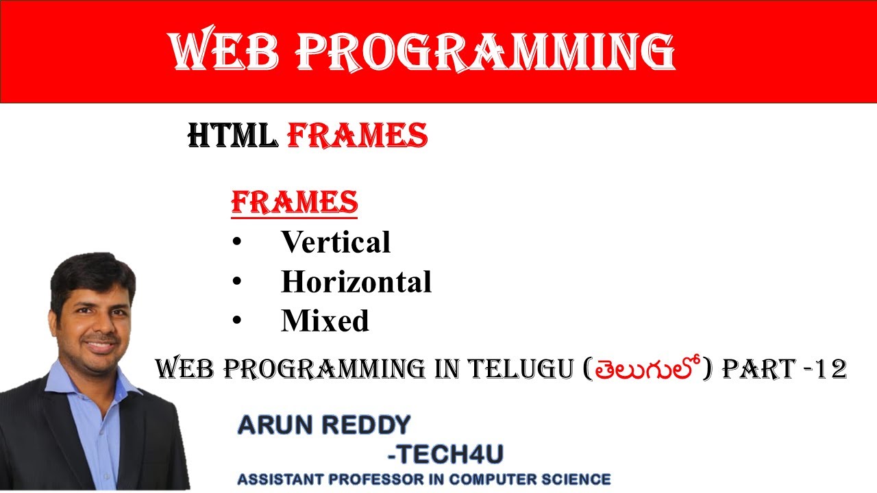 WEB PROGRAMMING IN TELUGU PART 12 - HTML FRAMES IN TELUGU | FRAMES IN HTML TELUGU | FRAME IN TELUGU