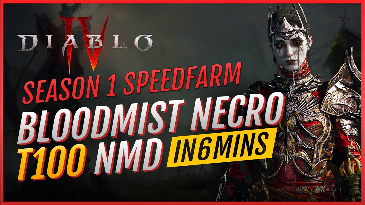 Diablo 4 Season 1 | Blood Mist Necromancer FAST T100 in 6MIN | Highest Nightmare Dungeon Tier Farm