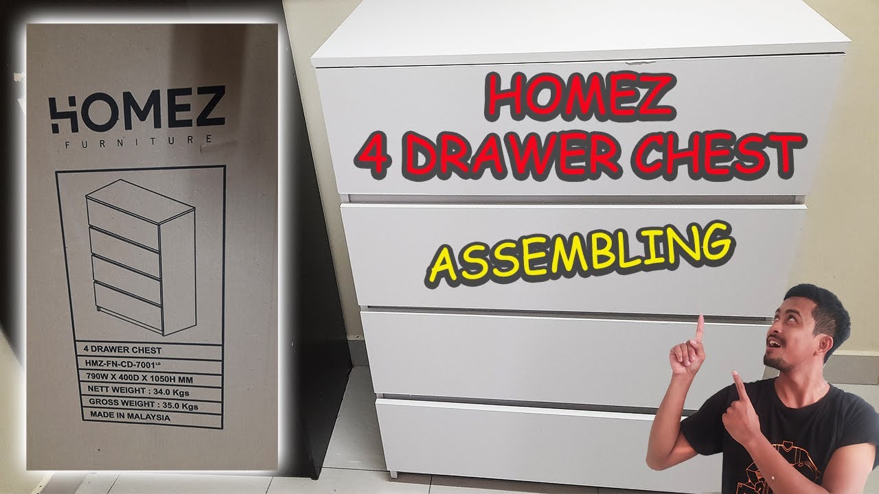 HOMEZ 4 DRAWER CHEST ASSEMBLING || PEMASANGAN HOMEZ KABINET 4 LACI