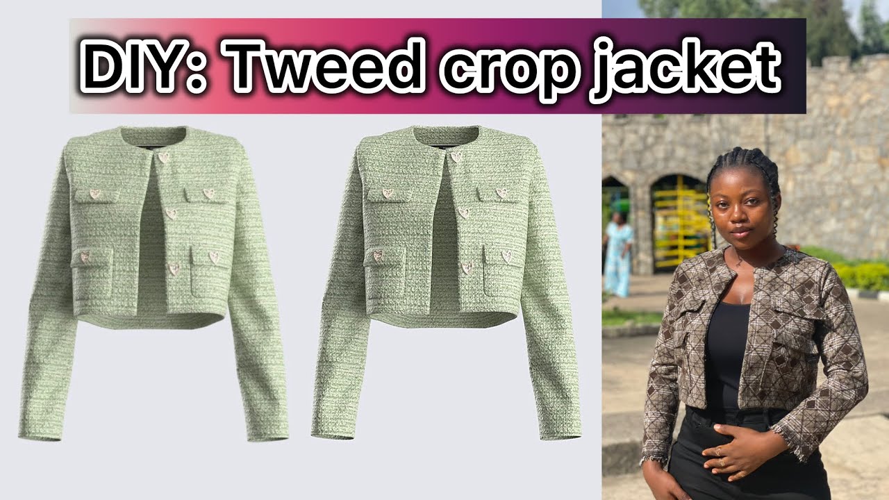 How to Cut and Sew a crop Jacket with Pockets  and Long sleeves/ Easiest Method 