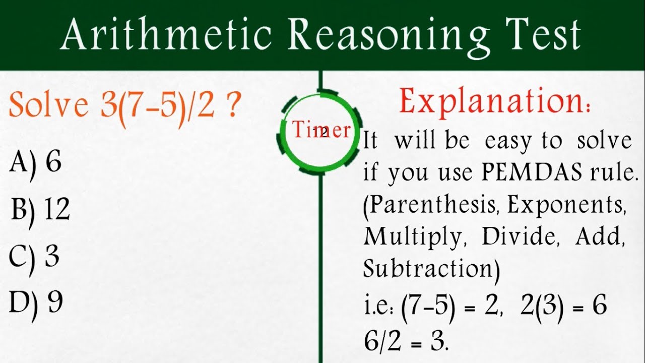 Arithmetic Reasoning Test Solved & Explained
