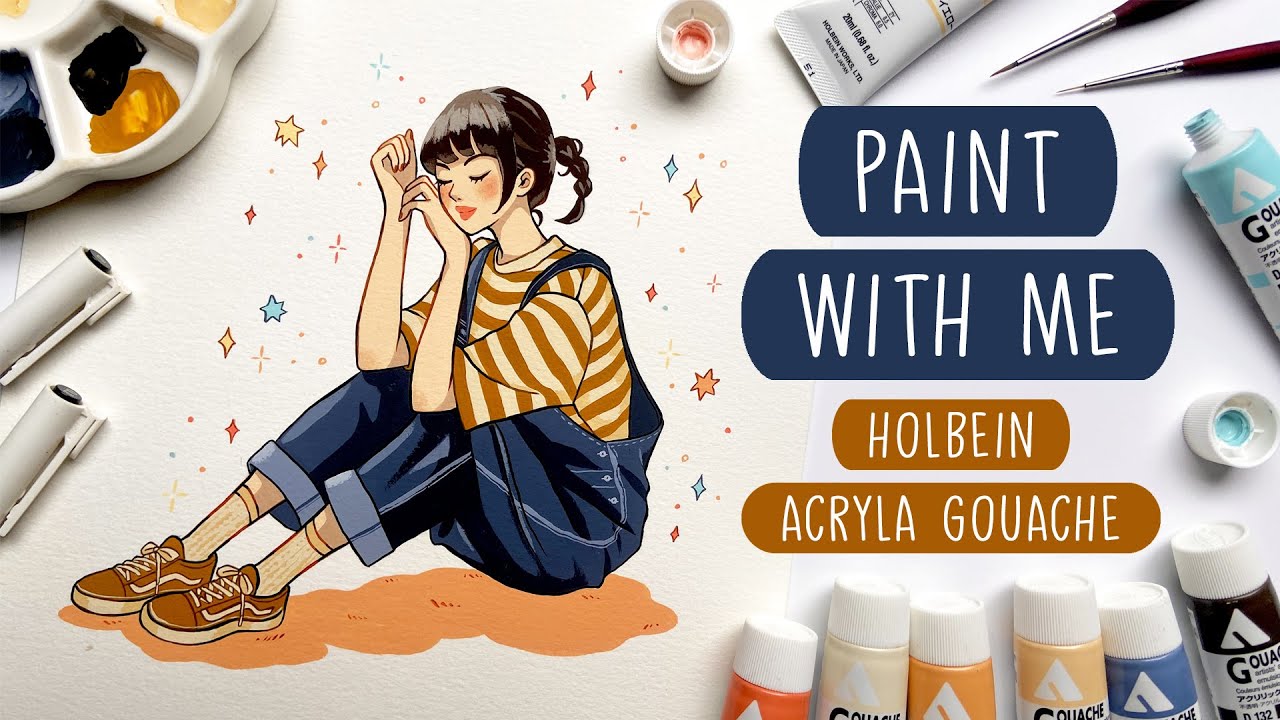 🍭 Relaxing Holbein Acryla Gouache Illustration Process 🍭 Study #03