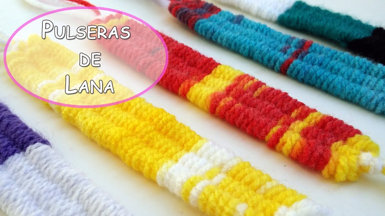 Manualidades - Como hacer Pulseras de lana con tres sorbetes .Manualidades para todos
