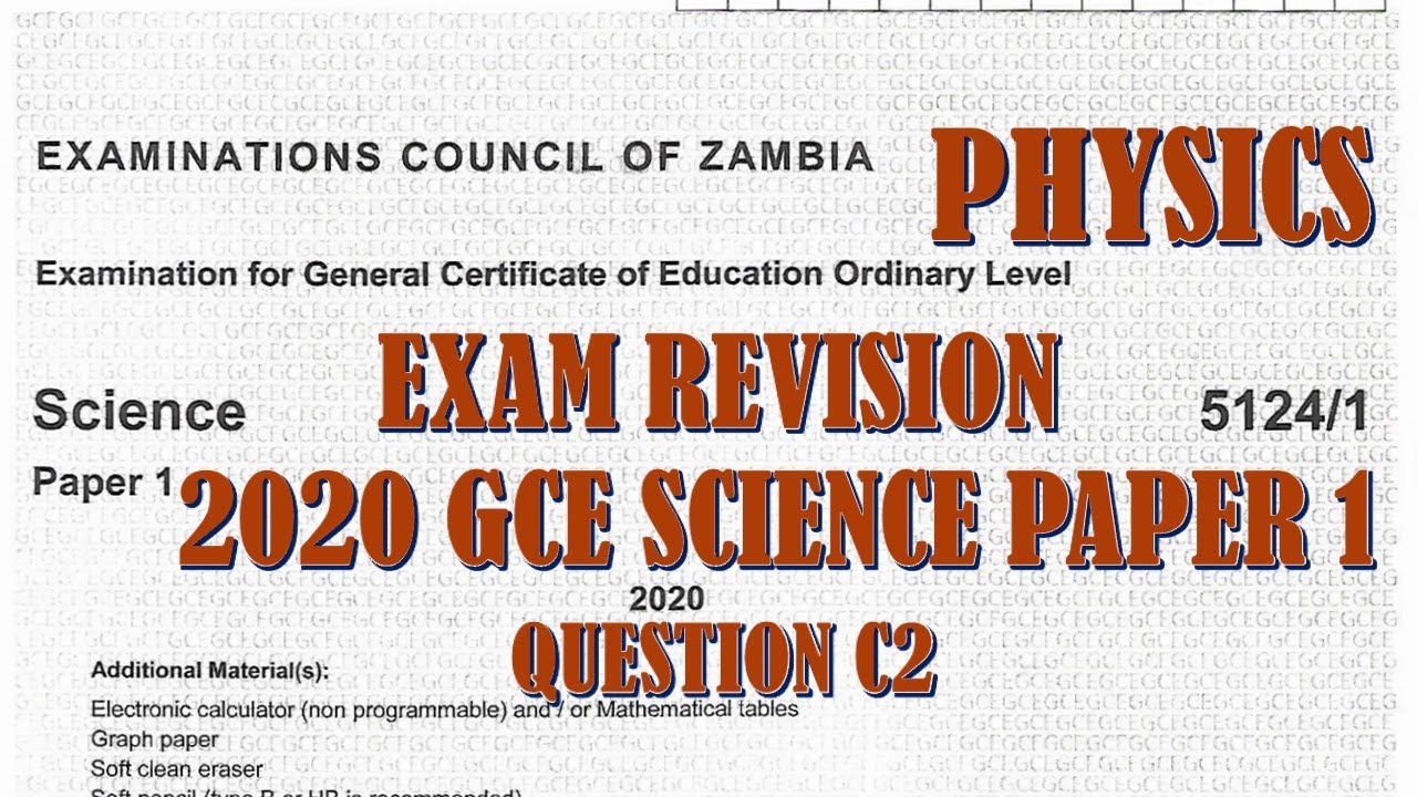 2020 GCE SCIENCE PAPER 1 QUESTION C2