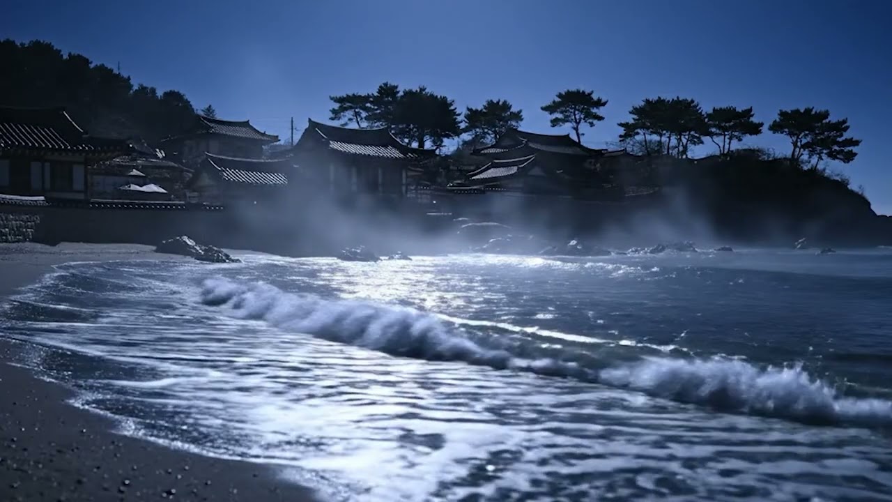 7 Hours Gentle Korean Piano | Moonlit Hanok Night Rain Ambience | Deep Sleep Healing Music