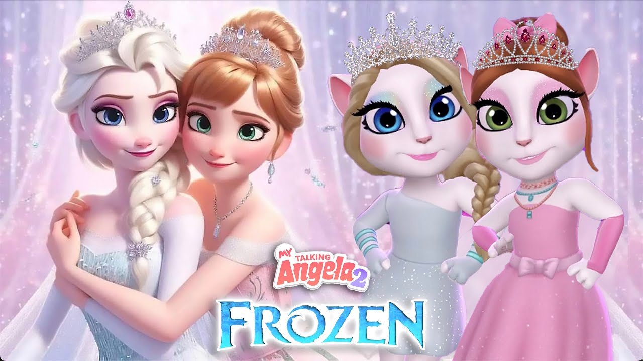 My talking angela 2 || Frozen || Elsa VS Anna || cosplay