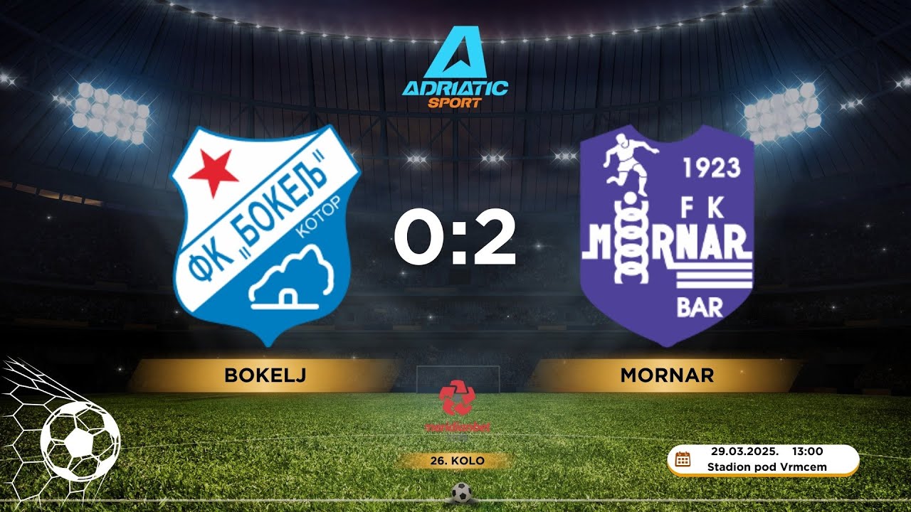 1. CFL | Bokelj 0:2 Mornar | 26. kolo | 29.03.2025. | IZVJEŠTAJ