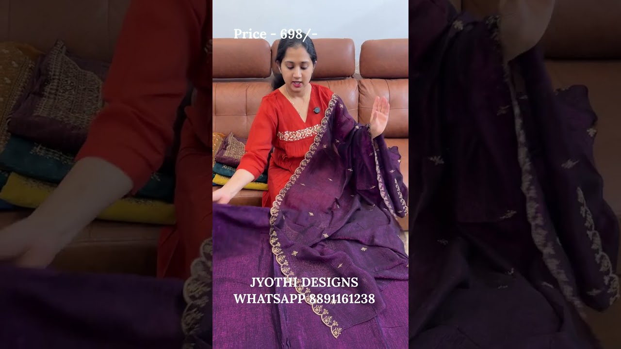 Crushed Organza Unstitched Salwar Materials - 698/- Jyothi Designs: 8891728386