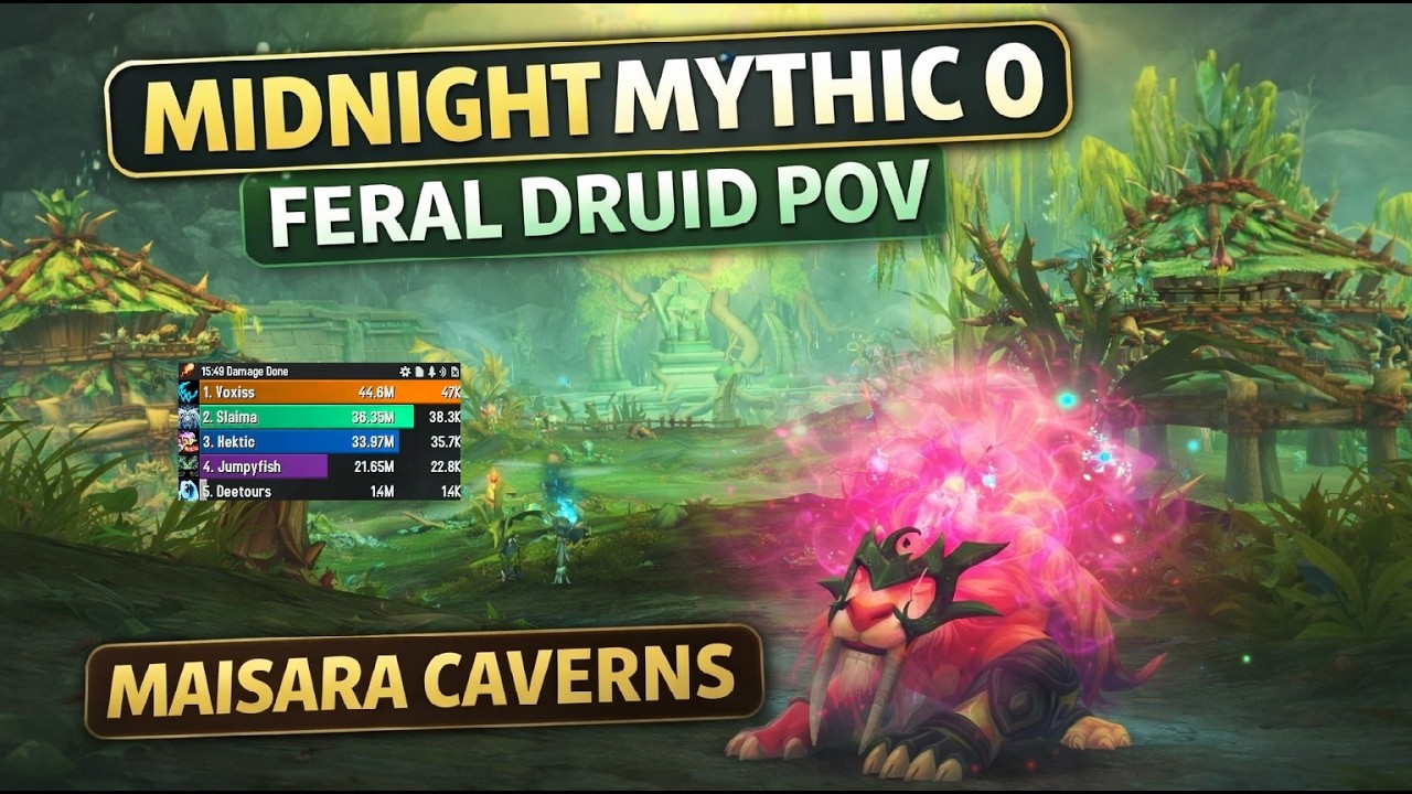 Feral Druid POV Mythic 0 Maisara Caverns | WoW Midnight M+ 12.0
