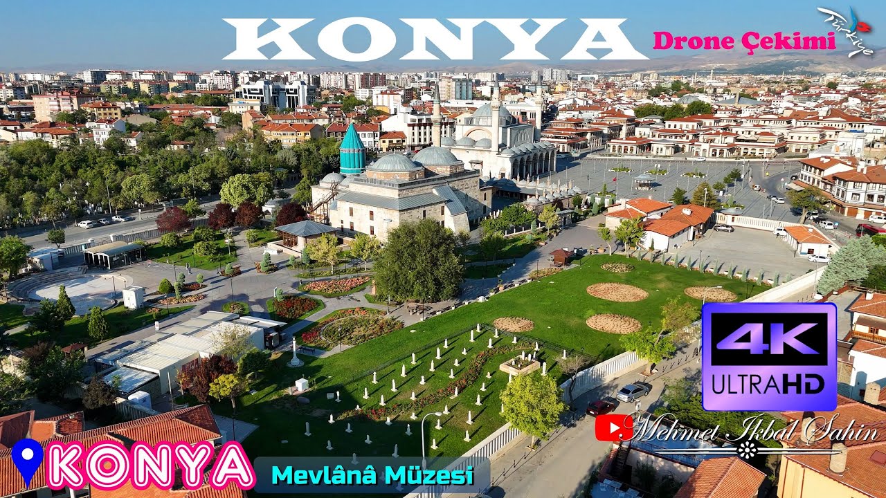 KONYA merkez meydan - Mevlana Türbesi, Alaaddin Tepesi, Aziziye Camii - 4K Drone Çekimi / 20.7.24