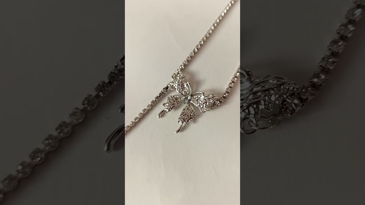 Crystal zircon butterfly necklace