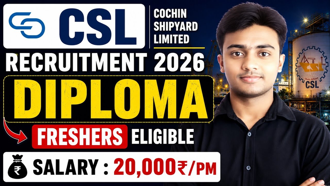 CSL Recruitment 2026। Diploma Engineers। Permanent Job। Latest Jobs 2026। CSL Jobs 2026 