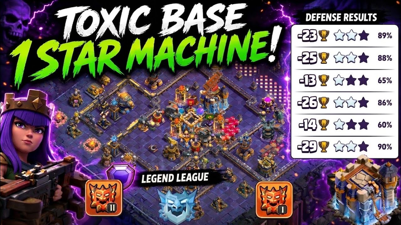 THIS TOXIC TH18 BASE FORCES 1 STARS! 😈 THE ULTIMATE 1 STAR MACHINE 🔥ANTI 3 STAR 