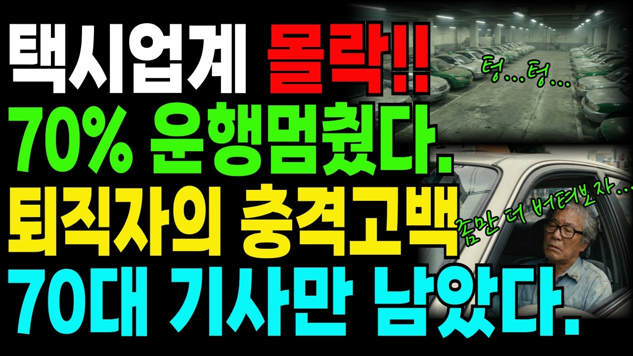 택시의 몰락. 25년 경력도 소용없었다.. 70%가 운행을 멈추고 폐업한 이유 | 60세 노후 | 60세에 배달 뛰는 25년 경력자의 경고 | 택시산업 붕괴│노후준비│노후지혜