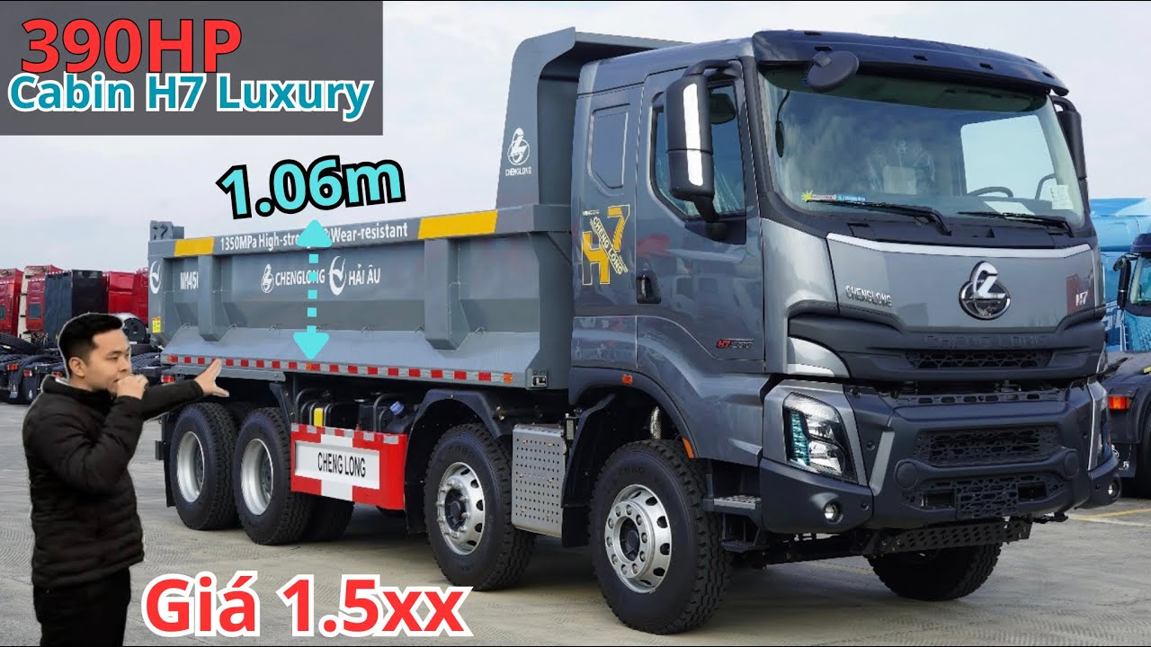 Xe ben 4 chân Chenglong H7 390 HP - Kiệt tác Cabin Luxury - Thùng cao nhất thị trường