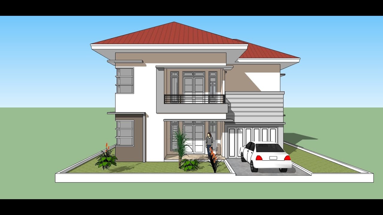Menggambar Rumah 2 lantai minimalis dengan Google Sketchup