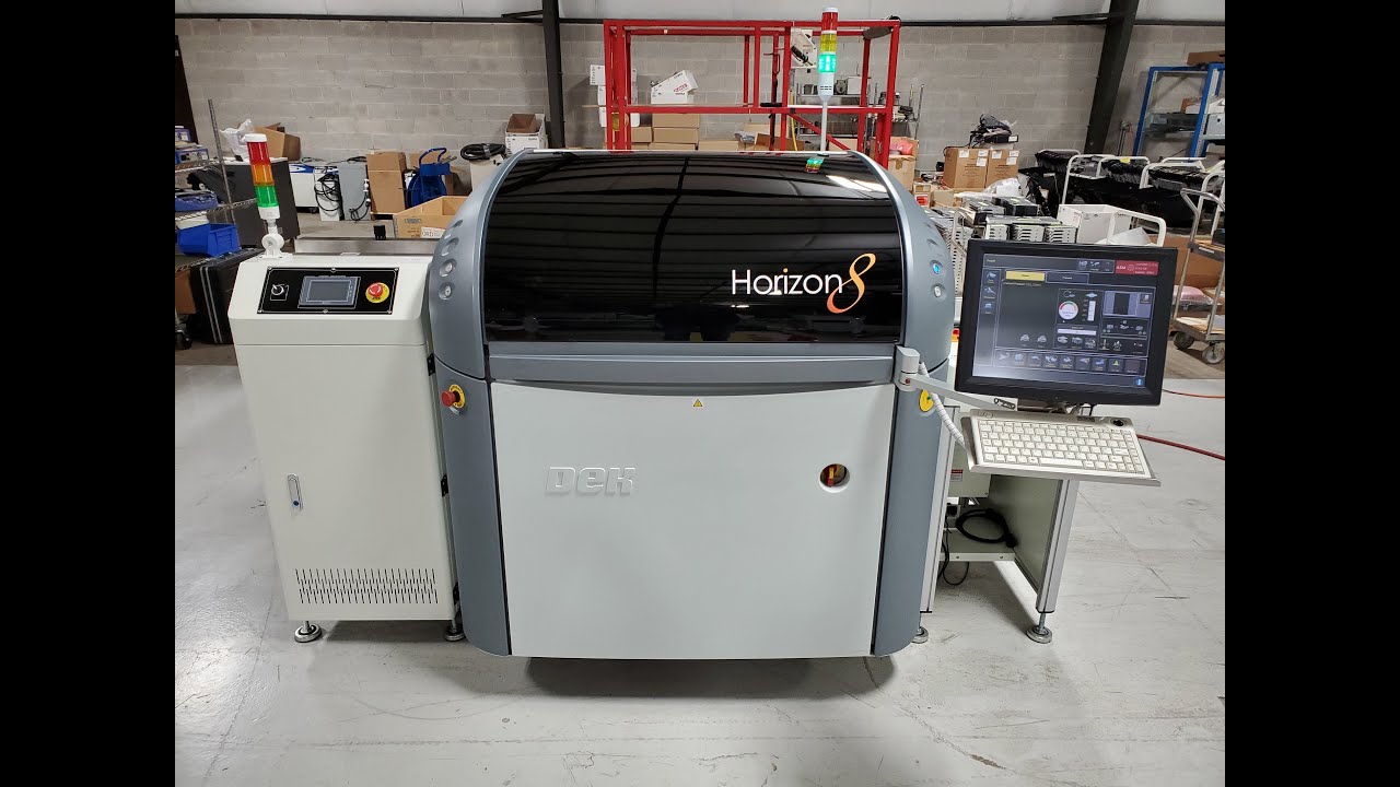 ASM DEK Horizon 8AA Screen Printer with Vanstron Bare Board Destacker and Vanstron Conveyor