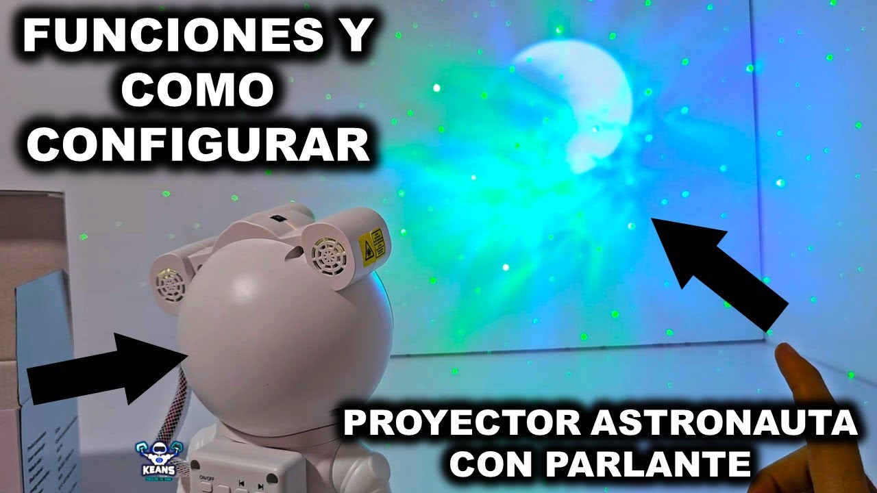 COMO FUNCIONA EL PROYECTOR ASTRONAUTA CON PARLANTE