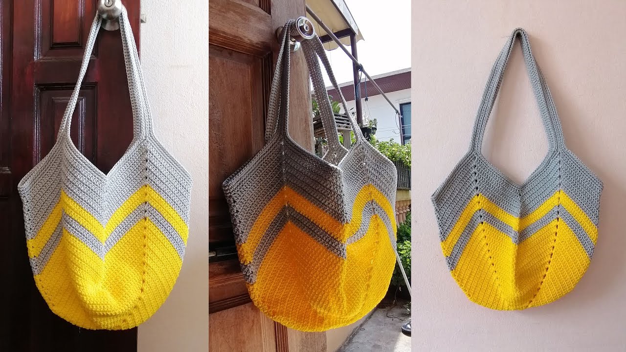 Easy​ crochet​ tote​ bag | Step by step crochet granny square bag