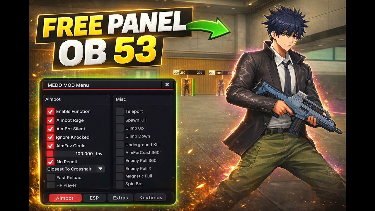 FREE PANEL PC OB53 🎁 silent + PULLENEMY + AIMBOT rage| 🎯| ANTIBAN100% + SAFE✅