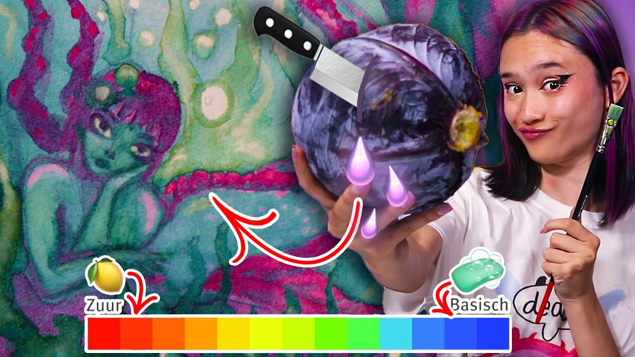 HOE IK VAN RODE KOOL-SAP DEZE KLEURRIJKE TEKENING HEB GEMAAKT | Schilderen met de pH-schaal