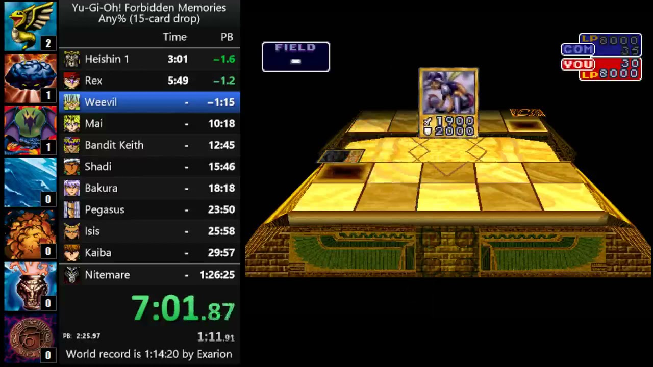 Yu-Gi-Oh! Forbidden Memories 15-card speedrun in 1:15:09 (season 1 PB)