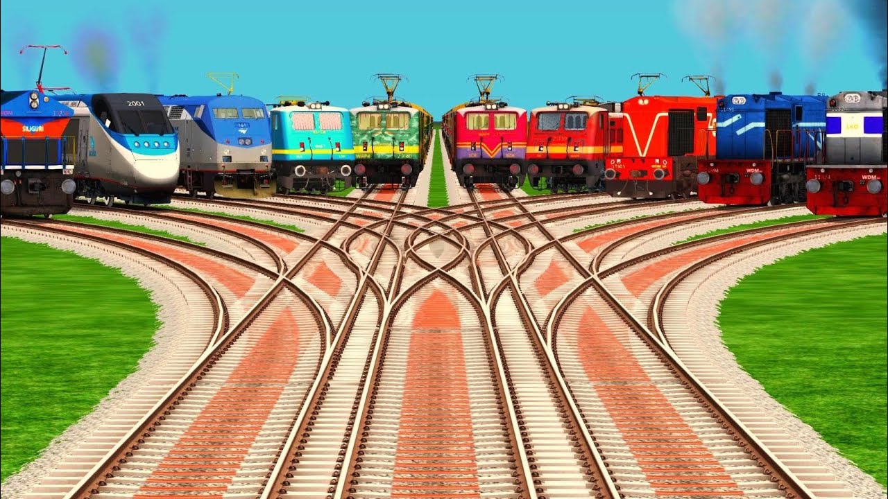 More Indian Train  Diamond Crossing ll high speed express train crossing ll railgadi cartoon game
