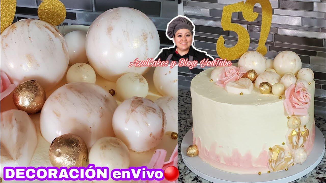 DECORACIÓN PASTEL CON BOLAS EN CHOCOLATE|AzulCakes