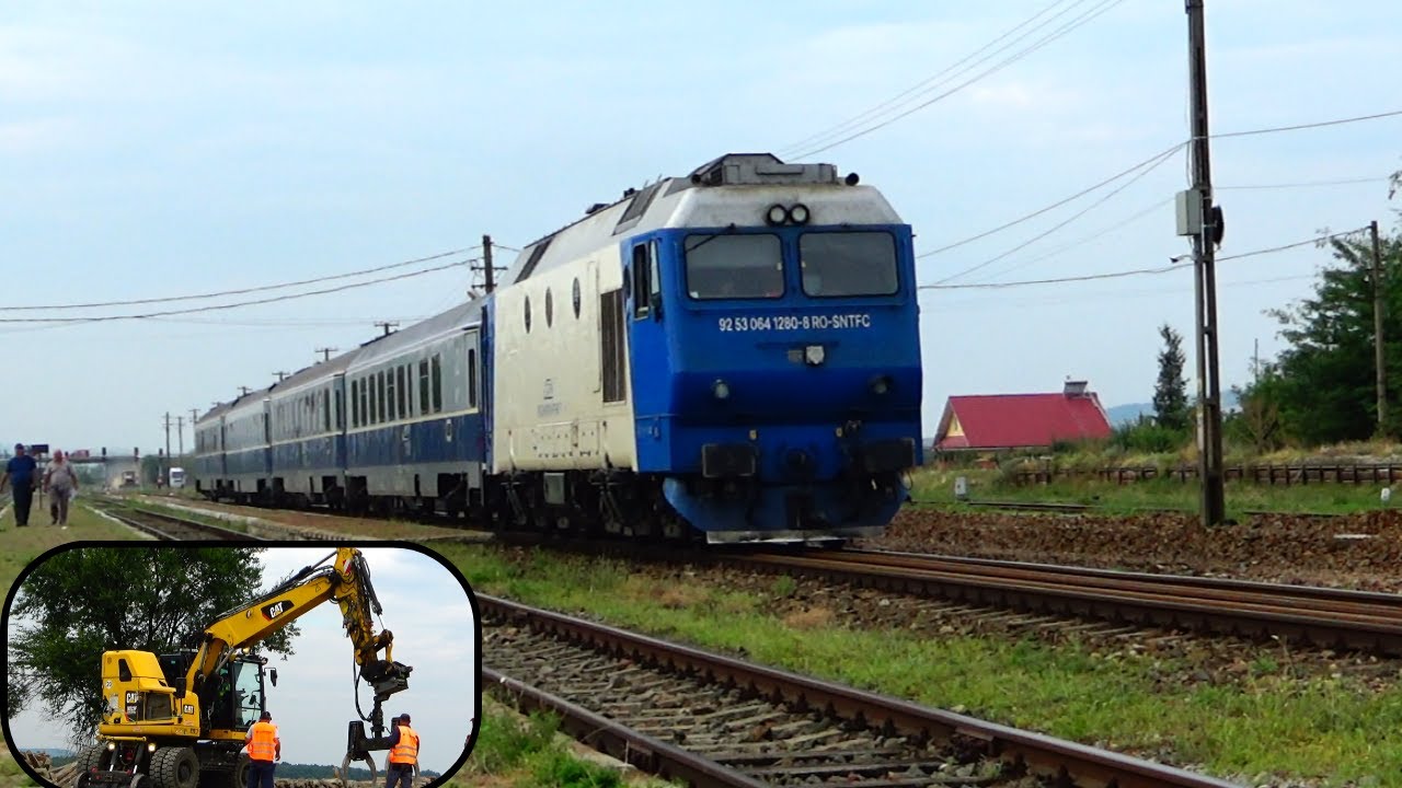 Trenuri in Statia Crasna / Trains in Crasna & Railway Excavator CAT M323F - July 2024