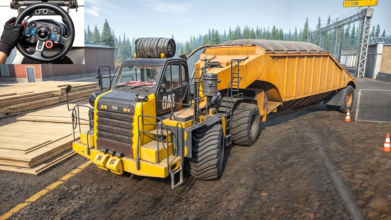 SnowRunner - Hauling Big Heavy Cargo Load With CATERPILLAR-770G Truck | Logitech G29 Gameplay | #910