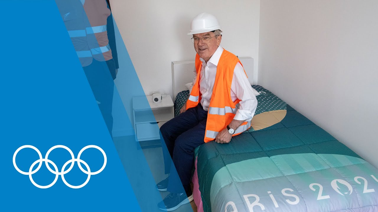 IOC President Thomas Bach at the Olympic Village Paris 2024
